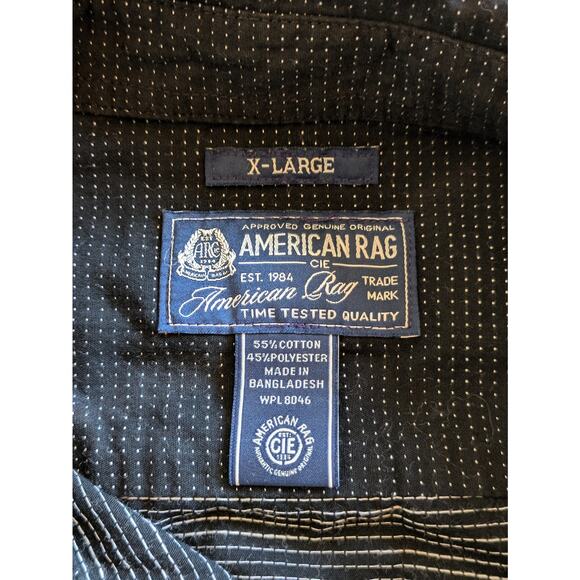 American Rag Mens XL Shirt Button Up Long Sleeve Black White Polka Dot Pearl - Picture 5 of 7